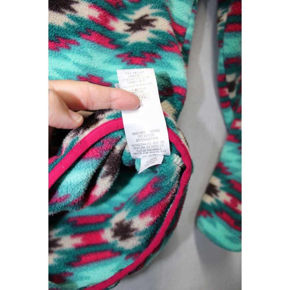 Patagonia Synchilla womens Aztec turquoise/pink fleece pullover M - Picture 6 of 10